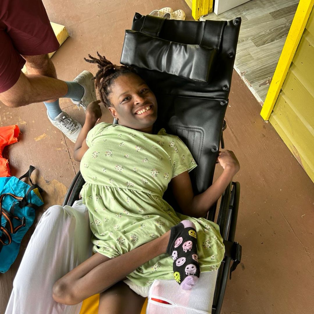 Lashauna in her new wheelchair