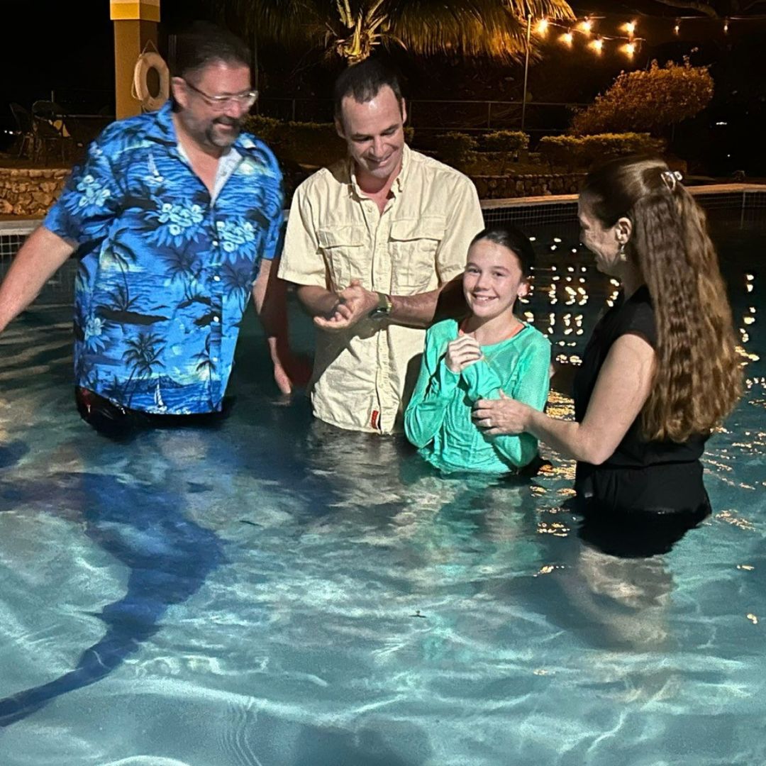 little girl getting baptized in Jamaica